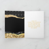 Zwarte en gouden glazen tranen zoete zestien bedankkaart (Binnen)