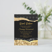 Zwarte en gouden glazen tranen zoete zestien briefkaart (Staand voorkant)