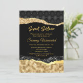 Zwarte en gouden glazen tranen zoete zestien kaart (Staand voorkant)