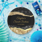 Zwarte en gouden glazen tranen zoete zestien papieren bordje (Feest)