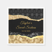 Zwarte en gouden glazen tranen zoete zestien servet (Voorkant)