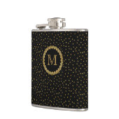 Zwarte en gouden glinsterende monogram heupfles (Links)