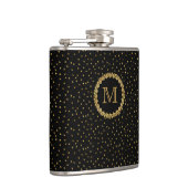 Zwarte en gouden glinsterende monogram heupfles (Rechts)