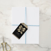 Zwarte en gouden glinsterende strik Kerstmis Cadeaulabel (Met Touw)