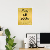 Zwarte en gouden glitter Happy Birthday Poster (Thuiskantoor)