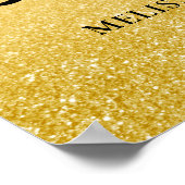 Zwarte en gouden glitter Happy Birthday Poster (Hoek)