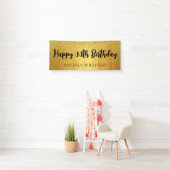 Zwarte en gouden glitter Happy Birthday Spandoek (Insitu)