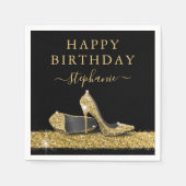 Zwarte en gouden glitter High Heels, zaterdag Servet (Voorkant)
