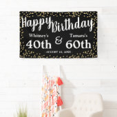 Zwarte en gouden glitter Joint Adult Birthday Spandoek (Insitu)