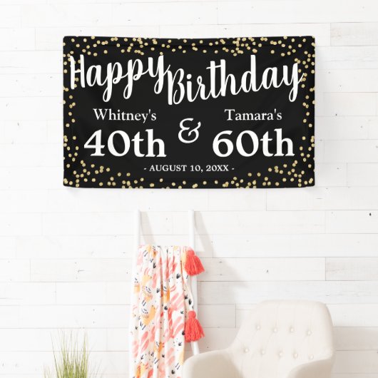 Zwarte en gouden glitter Joint Adult Birthday Spandoek (Insitu)