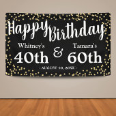 Zwarte en gouden glitter Joint Adult Birthday Spandoek