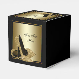 Zwarte en gouden glitterschoen met hoge hak bedankdoosjes