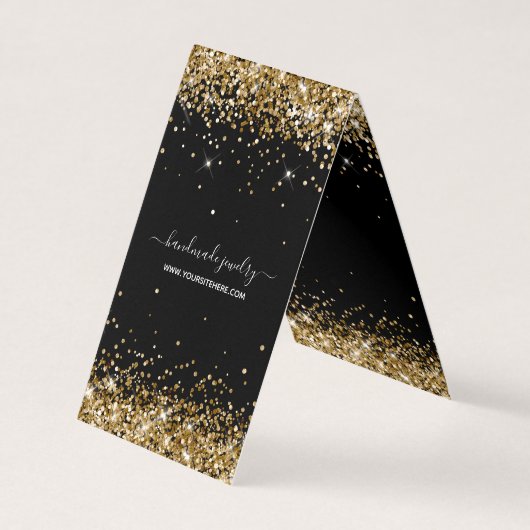 Zwarte en gouden glittersieraden displaykaarten kaart (Voorkant)