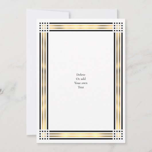 Zwarte en gouden gouden gouden bruiloft kaart (Achterkant)
