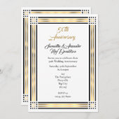 Zwarte en gouden gouden gouden bruiloft kaart (Voorkant / Achterkant)