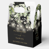 Zwarte en gouden groene slingerlichten bruiloft bedankdoosjes (Geopend)