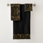 Zwarte en gouden handdoekset bad handdoek (Insitu)