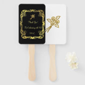 Zwarte en gouden handventilatoren handwaaier (Voorkant en achterkant)