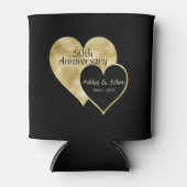 Zwarte en gouden harten blikjeskoeler (Voorkant)