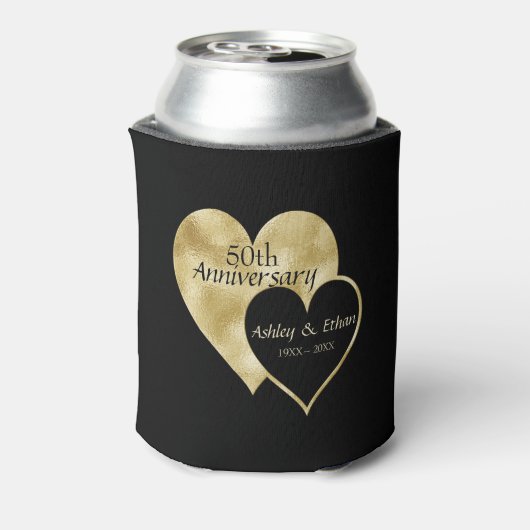 Zwarte en gouden harten blikjeskoeler (Blikje Achterkant)