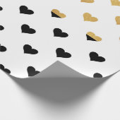 Zwarte en gouden harten cadeaupapier (Hoek)