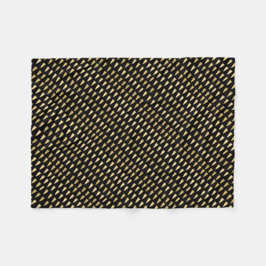 Zwarte en gouden harten fleece deken (Voorkant (Horizontaal))
