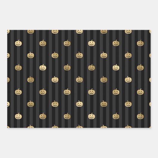 Zwarte en gouden heks, Mons en Pomkins Halloween Inpakpapier Vel (Voorkant)