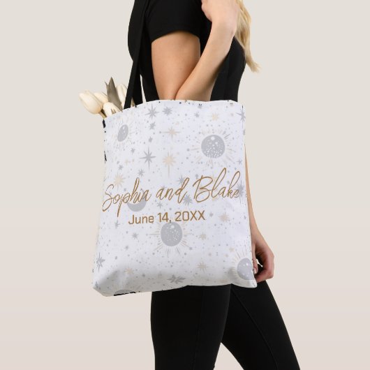 Zwarte en Gouden Hemelbruiloft Tote Bag (Dichtbij)