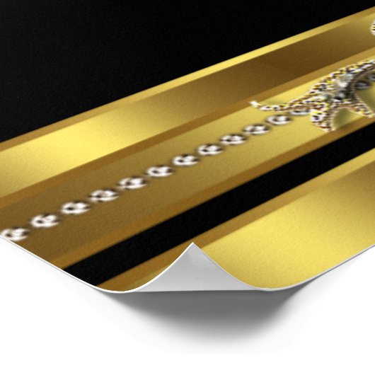 Zwarte en gouden hiel - verjaardagsfeestbanner poster (Hoek)