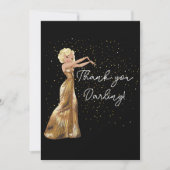 Zwarte en gouden Hollywoodglam Harm Hartelijk dank Bedankkaart (Voorkant)