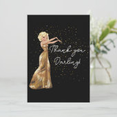 Zwarte en gouden Hollywoodglam Harm Hartelijk dank Bedankkaart (Staand voorkant)