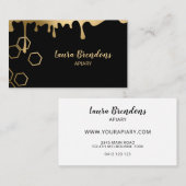 Zwarte en gouden honing druppelt moderne bijenstal visitekaartje (Voorkant / Achterkant)