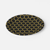 Zwarte en gouden honingraat papieren bordje (Gekanteld)