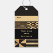 Zwarte en Gouden Kente 'Happy Kwanzaa' Cadeaulabel (Achterkant)