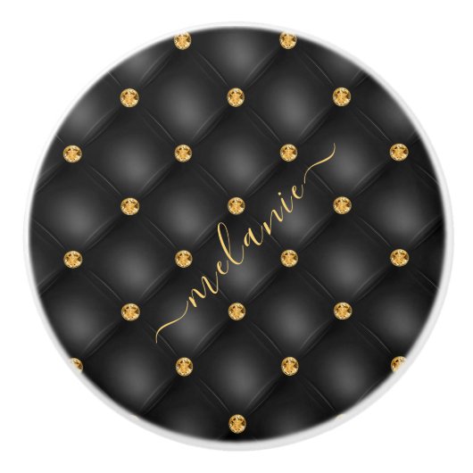 Zwarte en Gouden Keramische Knop met Aangepaste Na (Voorkant)