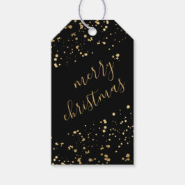 Zwarte en gouden kerst cadeaulabel