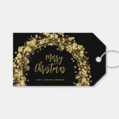 Zwarte en gouden kerst cadeaulabel (Voorkant (Horizontaal))