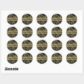 Zwarte en gouden kerst met kerst ronde sticker (Vel)