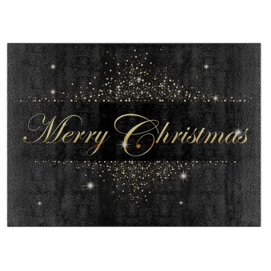 Zwarte en gouden kerst snijplank (Voorkant)