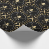 Zwarte en gouden kerstangel van Grace Filigree Cadeaupapier (Hoek)