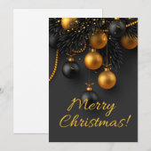 Zwarte en gouden kerstballen Elegant Glitter H (Voorkant / Achterkant)