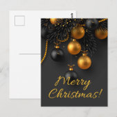 Zwarte en gouden kerstballen Elegant Glitter H Briefkaart (Voorkant / Achterkant)