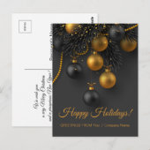 Zwarte en gouden kerstballen Elegant Holiday Briefkaart (Voorkant / Achterkant)