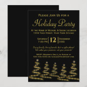 Zwarte en gouden kerstbomen Elegant Holiday Party Kaart (Voorkant / Achterkant)