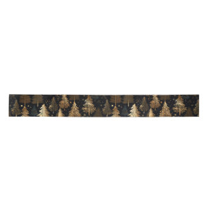 Zwarte en gouden kerstbomen satijnen lint
