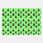 Zwarte en gouden kerstbomen, sneeuw inpakpapier vel (Voorkant 2)