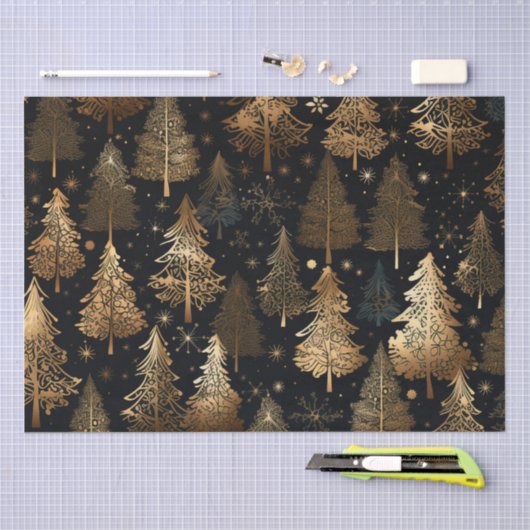 Zwarte en gouden kerstbomen tissuepapier (Craft)