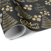 Zwarte en gouden kerstboom cadeaupapier (Rol Hoek)