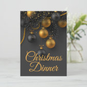 Zwarte en gouden kerstboom Elegant Dinner Kaart (Staand voorkant)