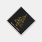 Zwarte en gouden kerstboom servet (Hoek)